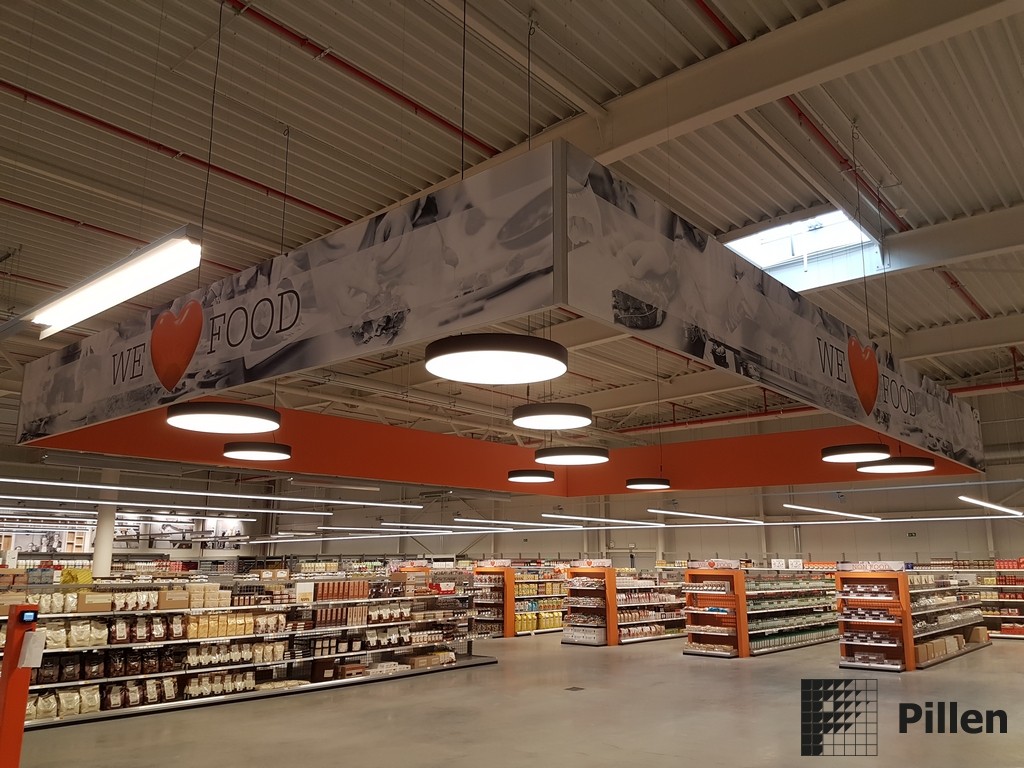 Koof signing supermarkt spanplafond